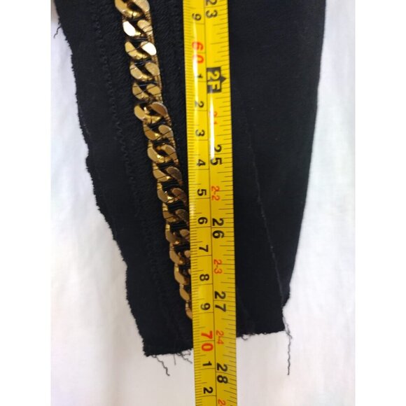 Women's Vintage Black Open Front Cardigan with Gold Chain Trim Long Sleeve. - Picture 6 of 7